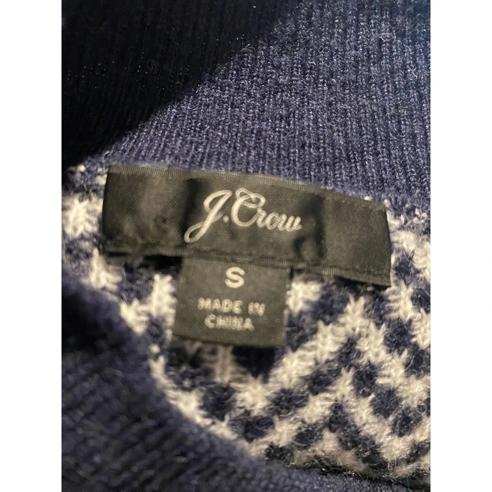 J.Crew Button Mockneck Alpaca-blend Sweater Chevron Sz Small Ivory Navy - Picture 5 of 6